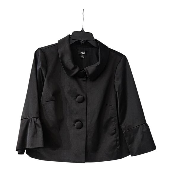 AGB Jackets & Blazers - NWT AGB Jacket Womens Size 12 Black Short 3/4 Bell Sleeves Pockets Lined